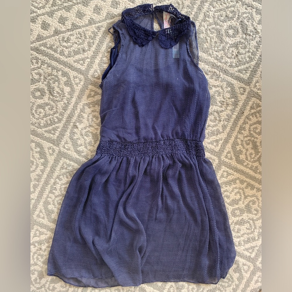Zara Feminine Summer Dress Women Small Navy White Polka Dot Lightweight Layered